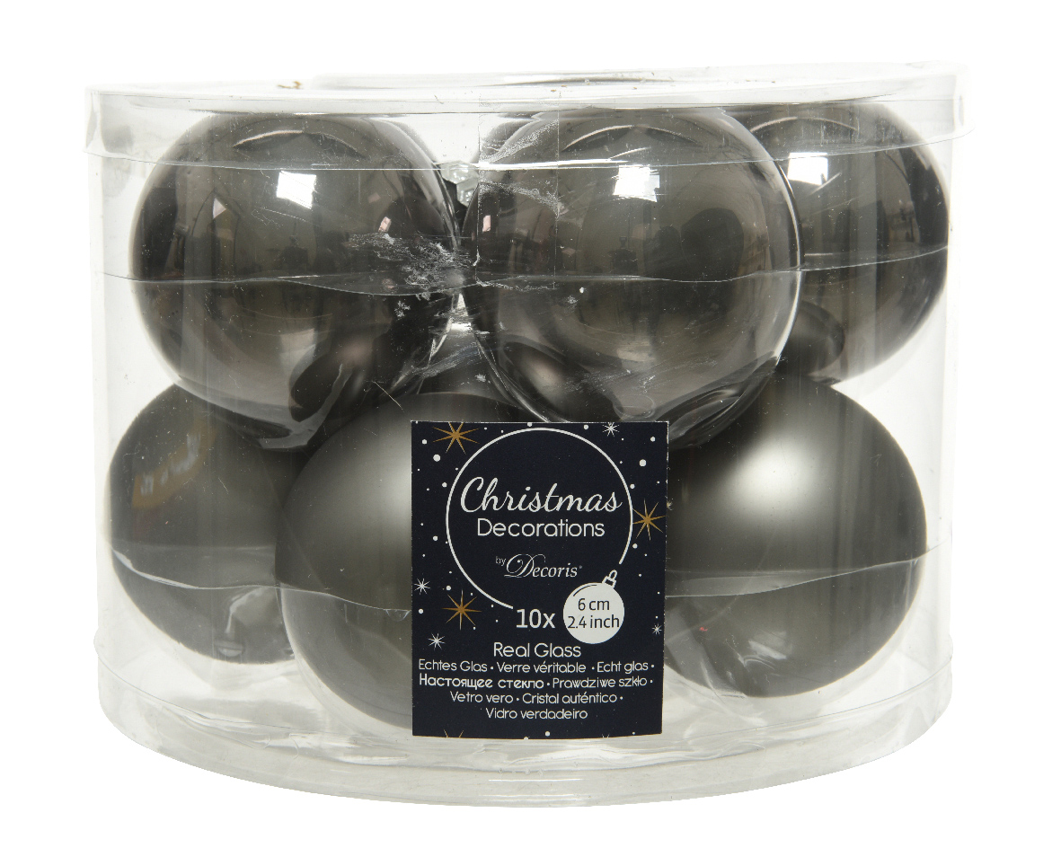 Kerstbal glas d6cm w.grs ass 10st Kerstbal glas d6cm w.grs ass 10st