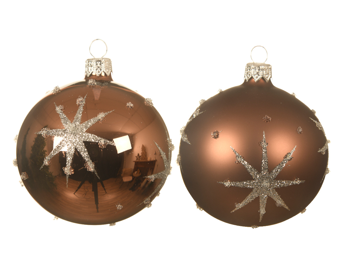 Kerstbal glas d8cm walnoot a2