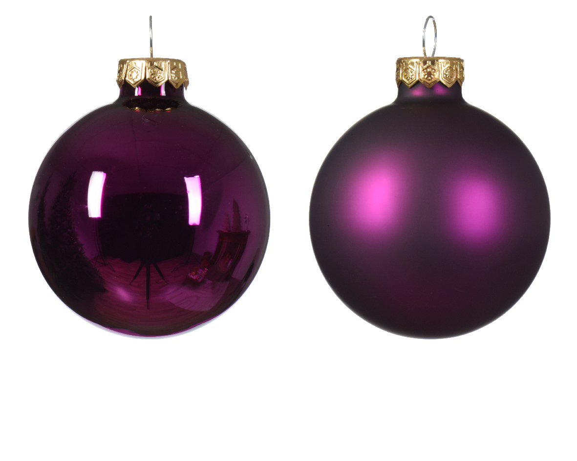 Kerstbal glas d6 cm violet ass 20st kerst - Decoris