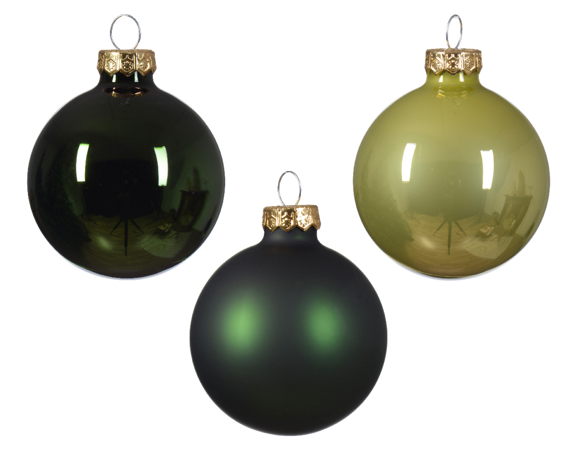 Kerstbal glas d6 cm groen ass 20st kerst - Decoris