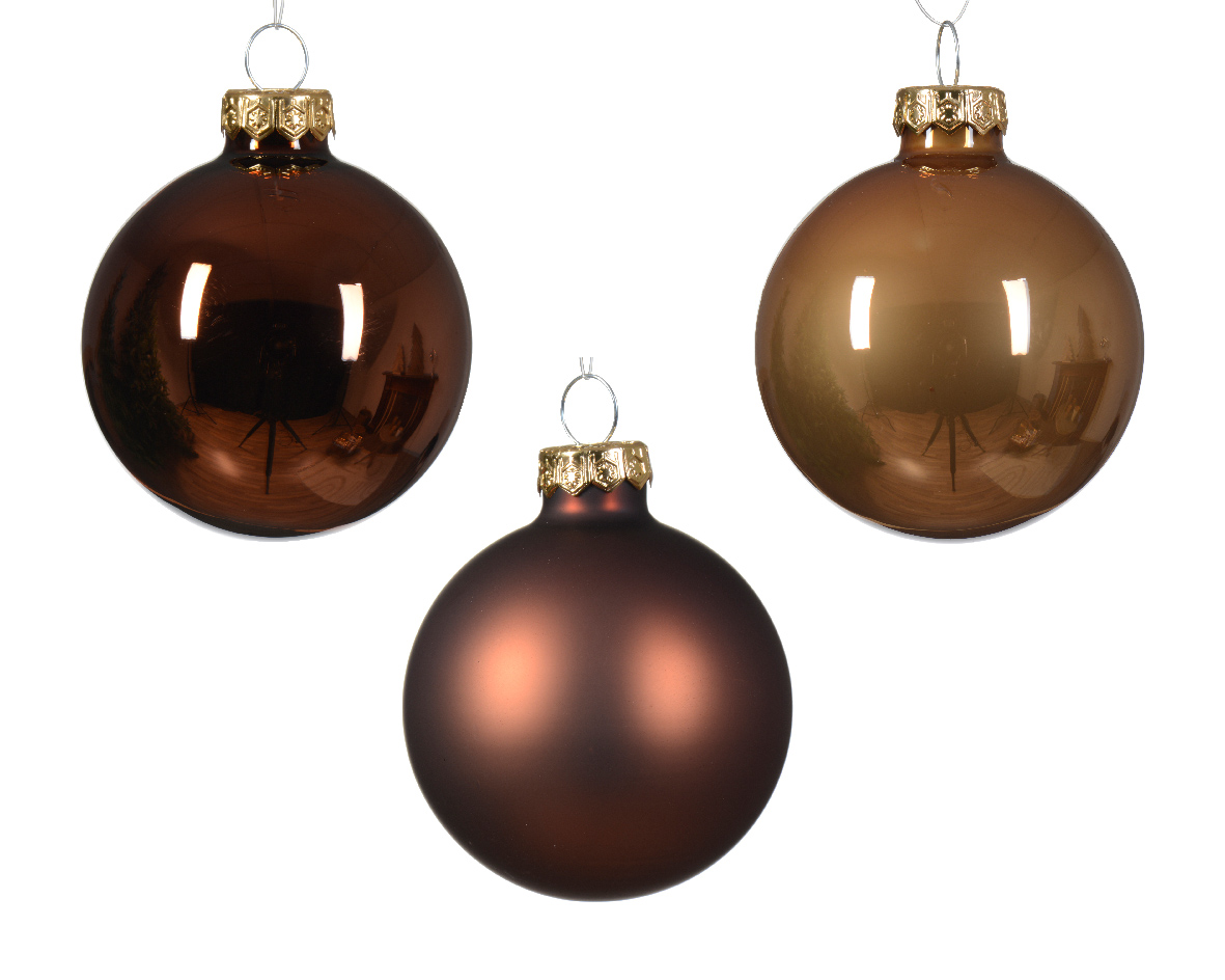 Kerstbal glas d6 cm bruin ass 20st kerst - Decoris