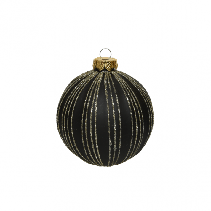 Kerstbal glas 3ass light gold veins black antique - Decoris