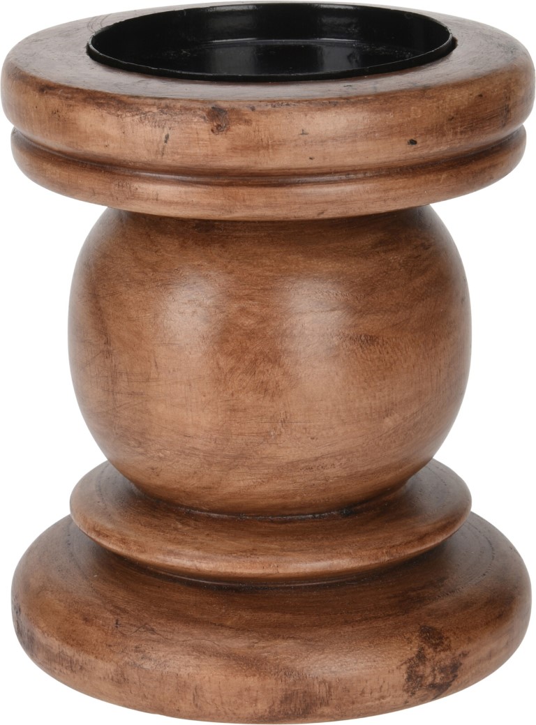 Candle Holder Wood 14 cm Brown - Nampook