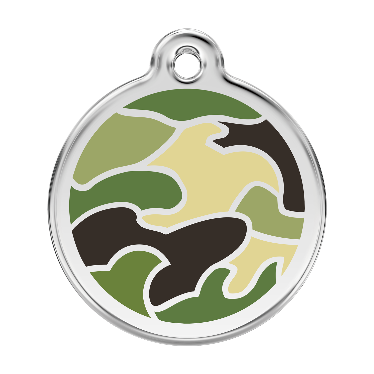 Camouflage Green roestvrijstalen hondenpenning large/groot dia. 3,8 cm RedDingo