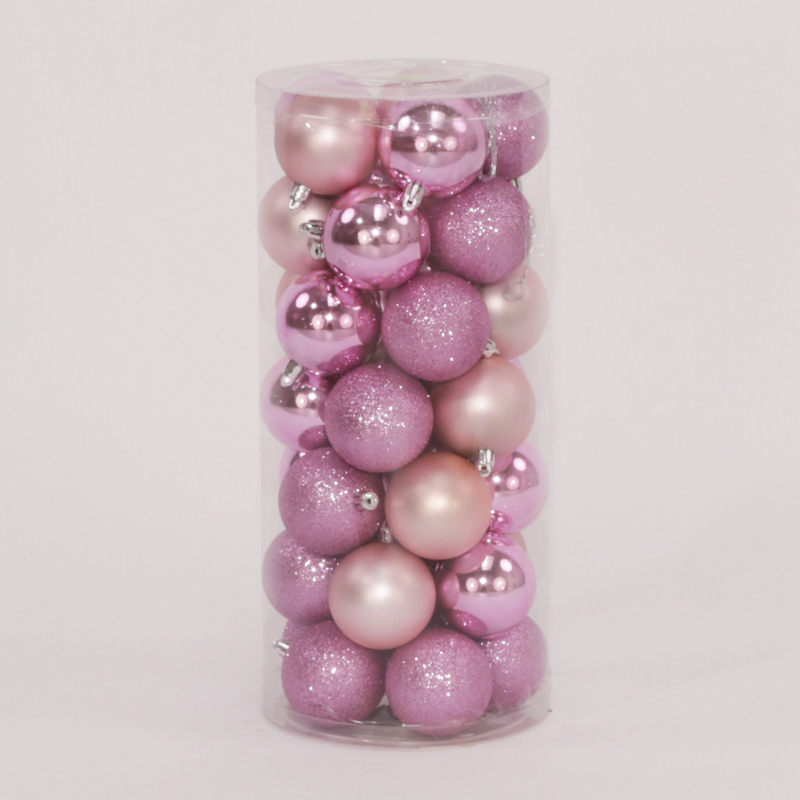35 Onbreekbare kerstballen in koker diameter 6 cm roze classic - Oosterik Home