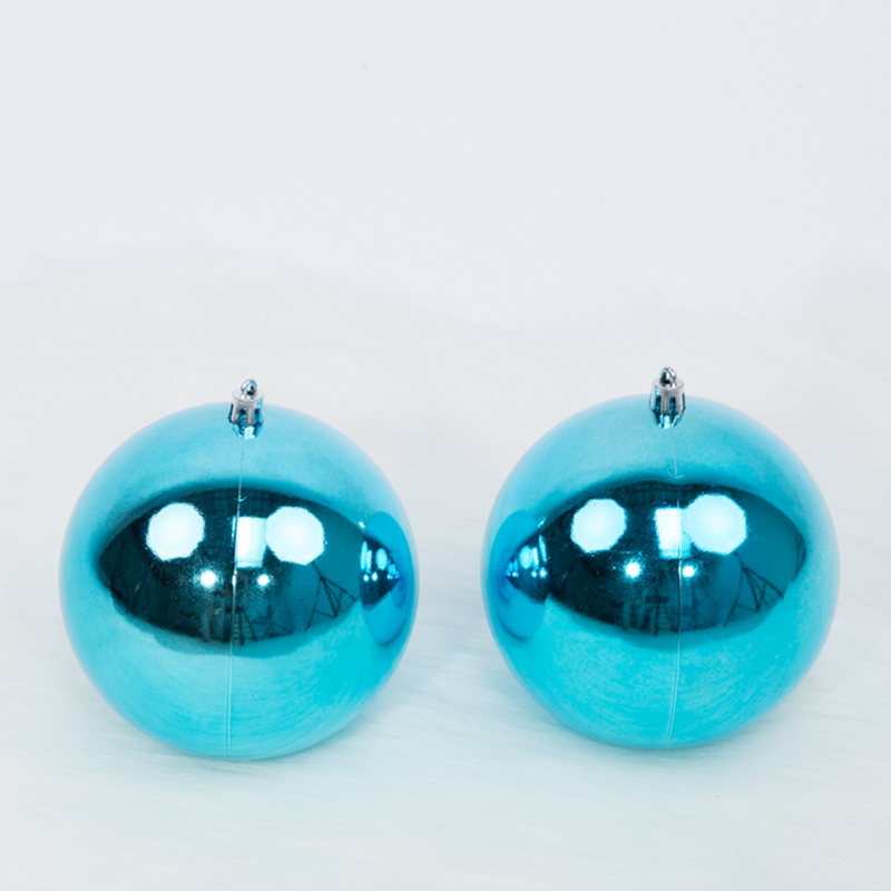 2 Onbreekbare kerstballen in koker diameter 12 cm blauw glanzend