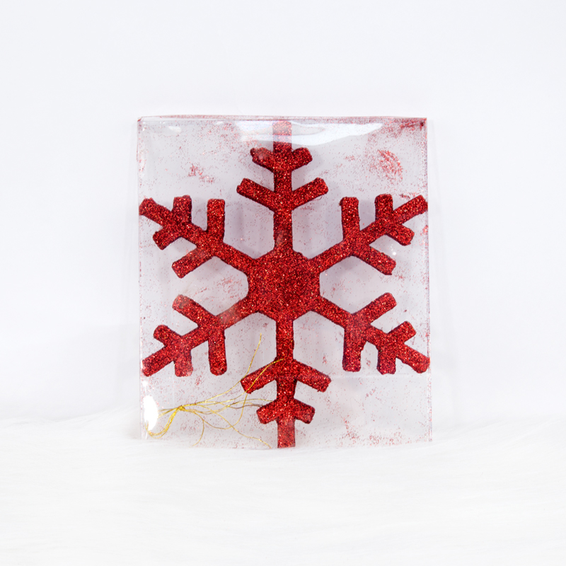 4 Onbreekbare sneeuwvlokken 15 cm rood glitter