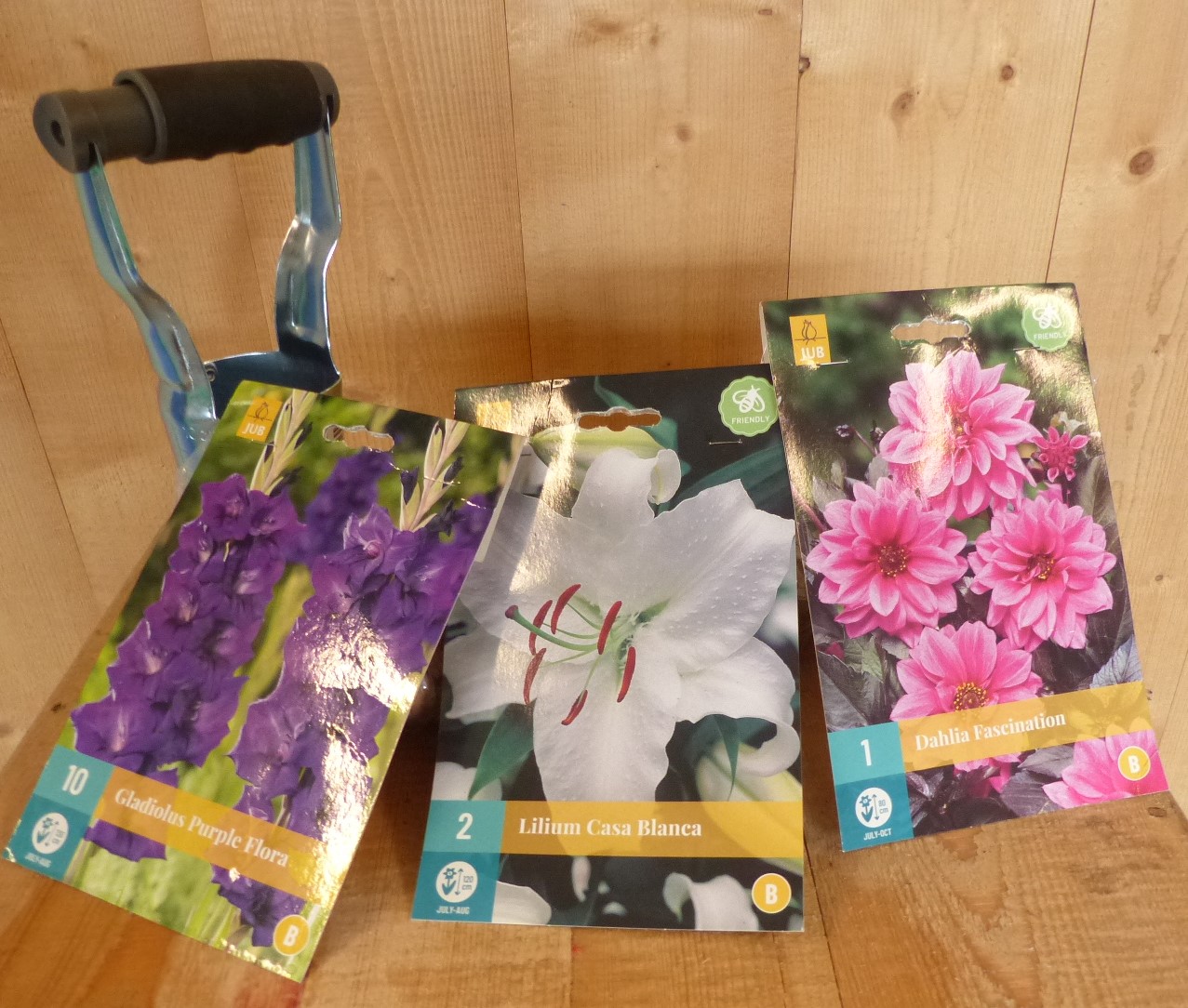 Cadeaupakket zomerbloembollen Gladiolen paars, lelies wit en Dahlia's roze - Warentuin Mix