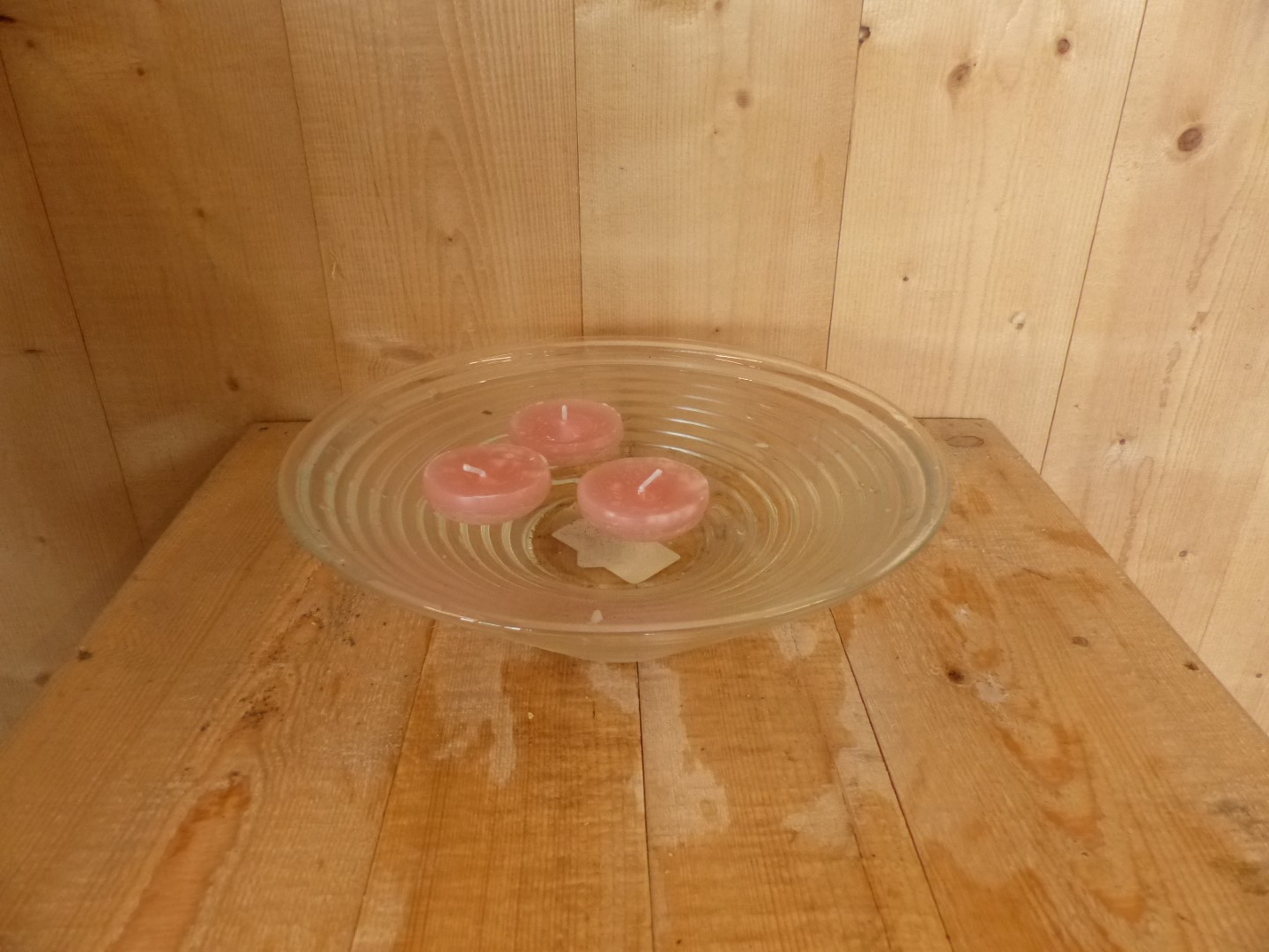 Drijfkaarsen 3 stuks Cadeau set roze in glazen ronde lage schaal